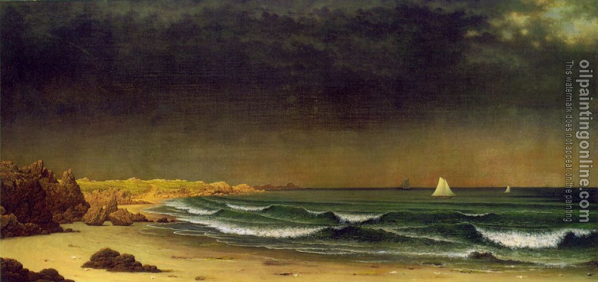 Heade, Martin Johnson - Approaching Storm Beach Near Newport